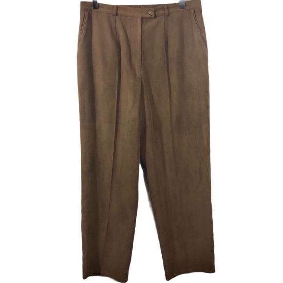 CLICK - SIZE 12 - VINTAGE FAUX SUEDE PANTS - PLEATED FRONT - TAN - B17 - Picture 1 of 7